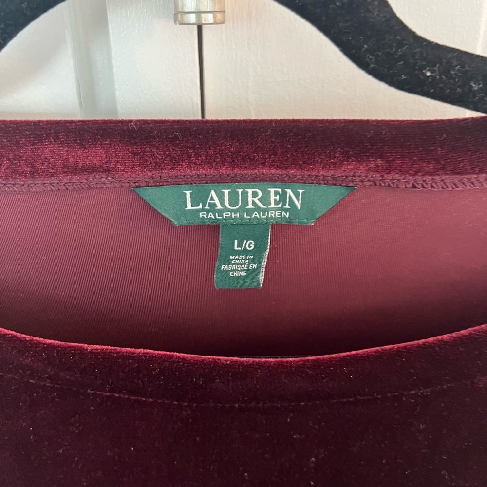 Ralph Lauren Red Velvet Puff Sleeve Blouse - Picture 4 of 4